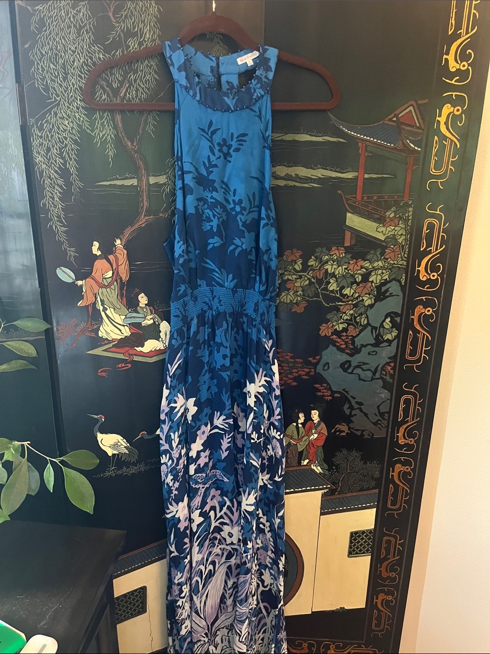 Poupette St. Barth Blue Floral Halter Maxi Dress